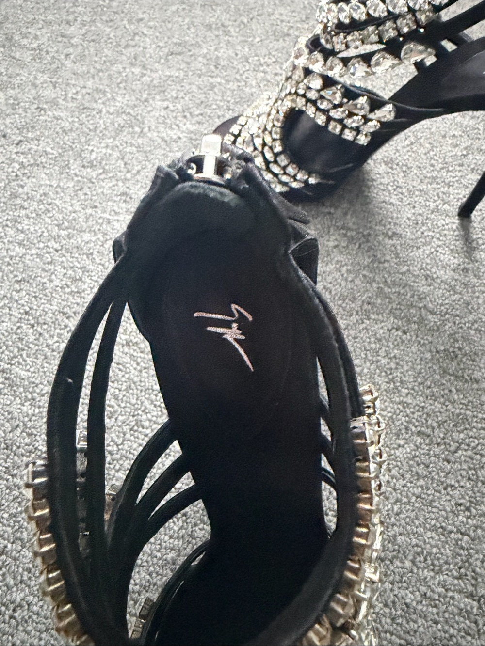 Giuseppe Zanotti Black Crystal Embellished Strappy Sandals - Picture 7 of 8